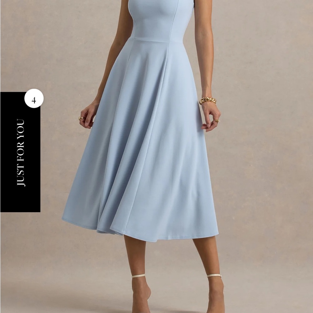 Club L London Blue Halter A-Line Midi Dress